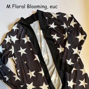 Medium Floral Blooming cardigan, black with white stars